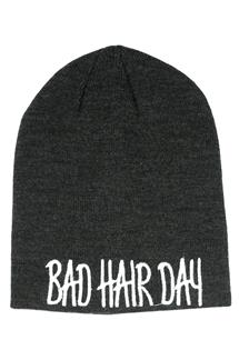BAD HAIR DAY Fine Knit Beanie-H1795-CHARCOAL GRAY